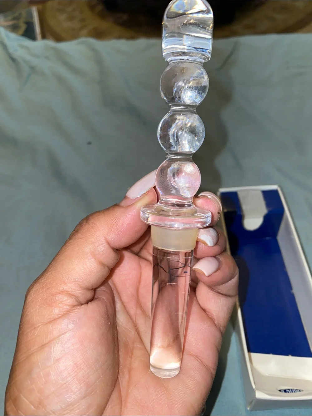 Mikasa Crystal Bubble Wine Stopper - wClear Glass with Blue Accent